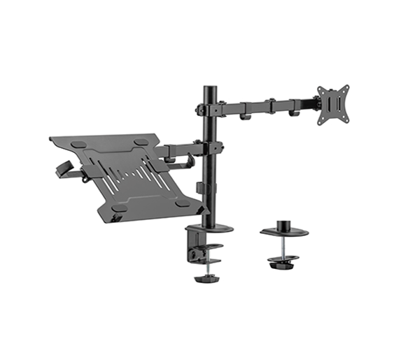 Gembird MA-DA-03 Justerbar skrivebordsmontering med monitorarm og notebookbakke (rotr, vip, drej), 17