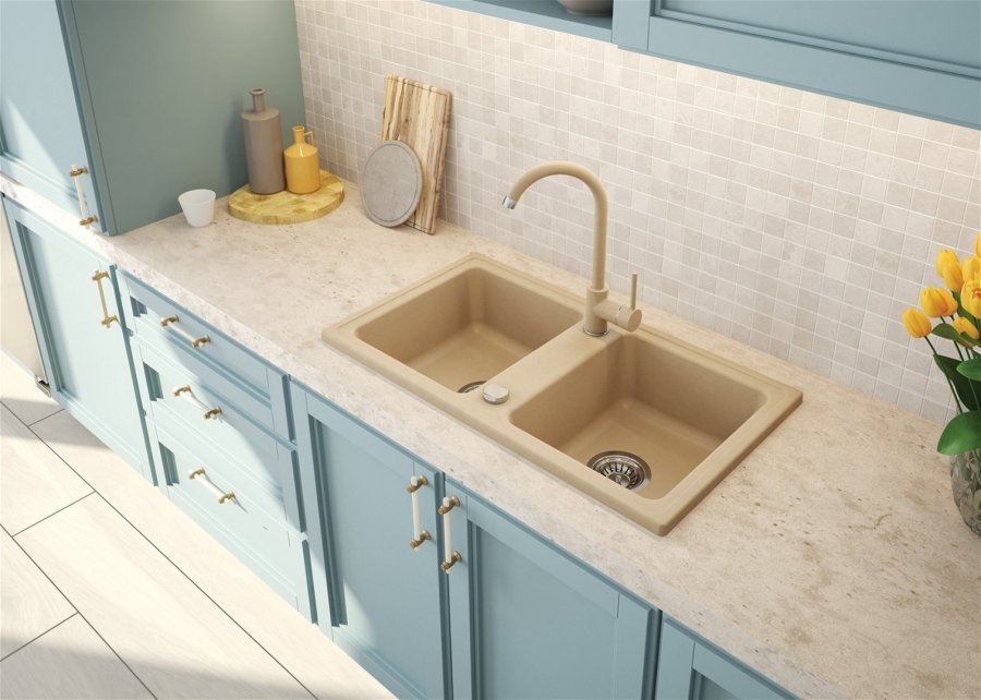 Vask DEANTE Zorba (ZQZ5513) granit 1,5 kamre Beige #7