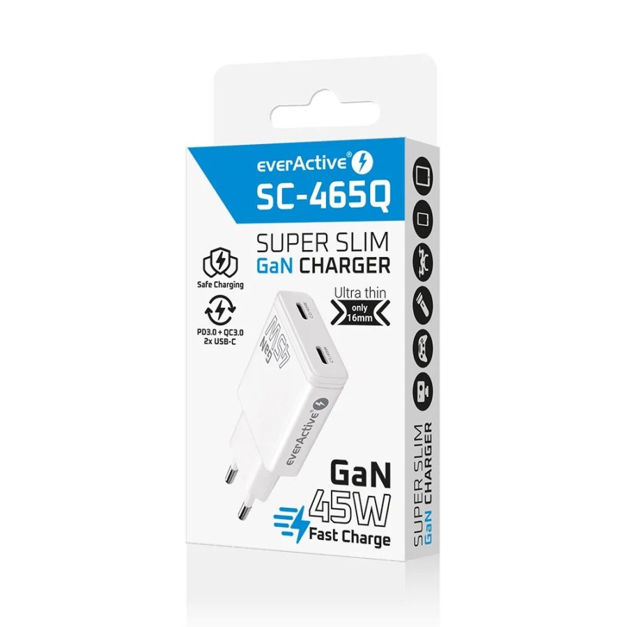 Charger GaN 2x USB-C Quick Charge 3.0 45W PD white #6