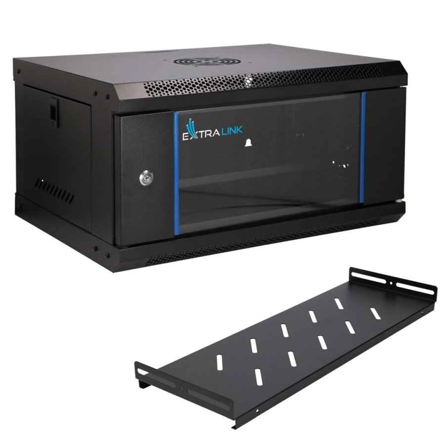 Extralink LITE 4U 530X400 WALL-MOUNTED RACKMOUNT CABINET BLACK Fritst�ende/v�g-/gulvmonteret stativ Sort #22