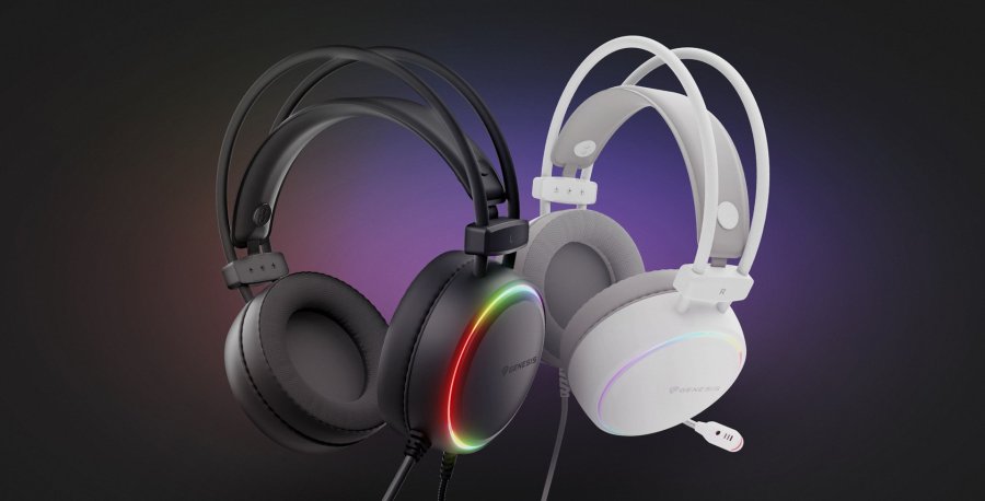 SUCHAWKI NAUSZNE GENESIS NEON 613 G2 RGB Z MIKROFONEM PODWIETLENIE BIAE #9