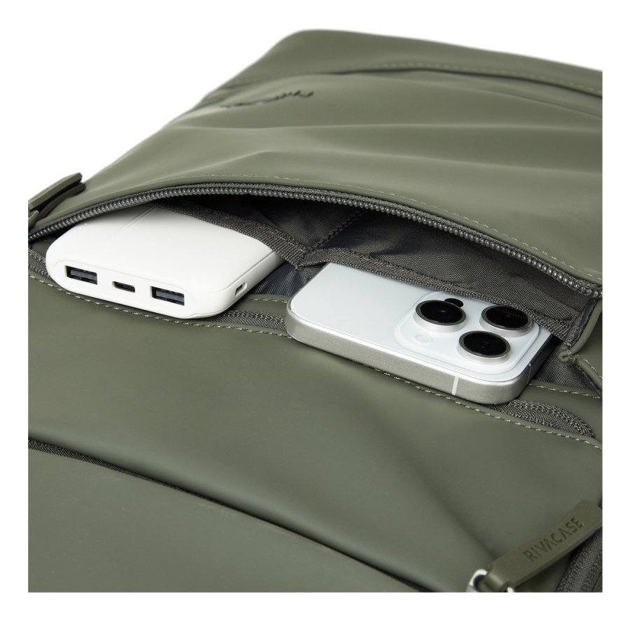 Rivacase Eden rygs�k Rejserygs�k Oliven PU-l�der, Polyester, Genanvendt polyethylenterephthalat (rPET) #6