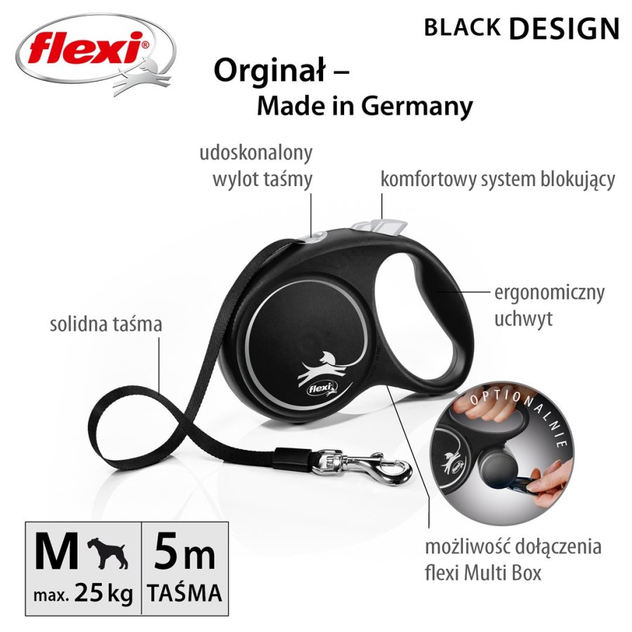 Flexi Black Design M 5 m Fleksibel hundesnor #4
