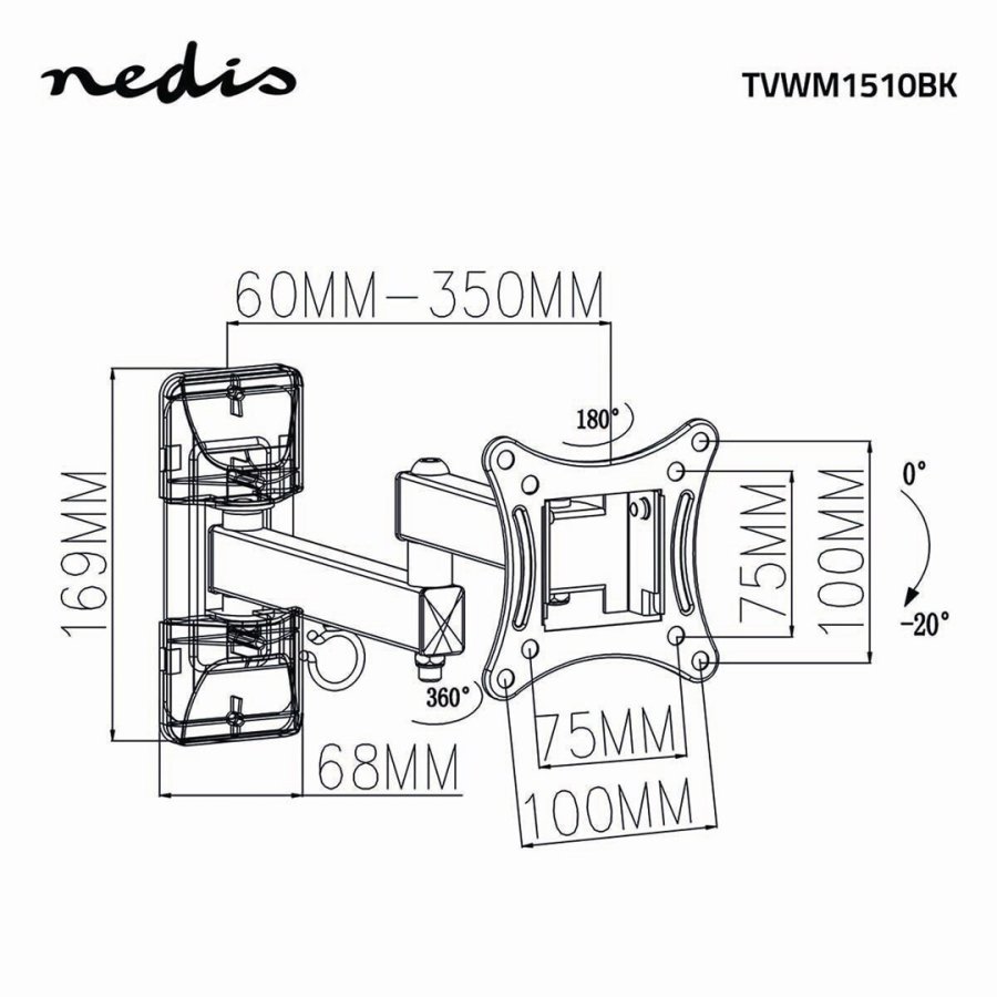 Nedis TVWM1510BK tv-beslag 68,6 cm (27