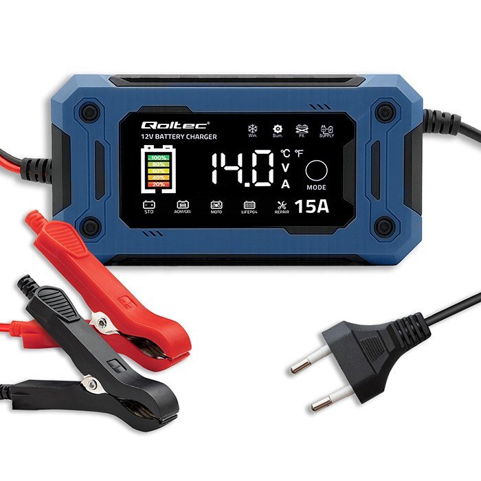Qoltec 52496 Oplader 12V 15A | Ensretter med reparationsfunktion og opretholdelse af str�mforsyning under batteriudskiftning | til AGM GEL LiFePO4 | LCD #5