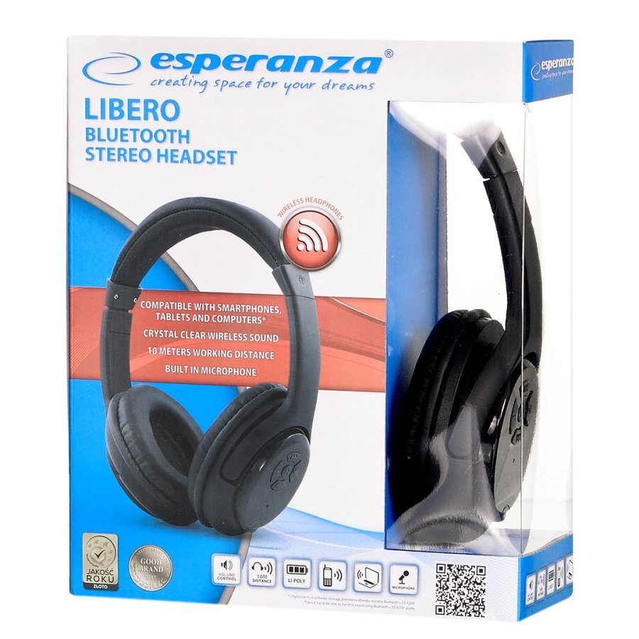 Esperanza Libero EH163K Headset Trdls Musik Mini-USB Bluetooth Sort #10