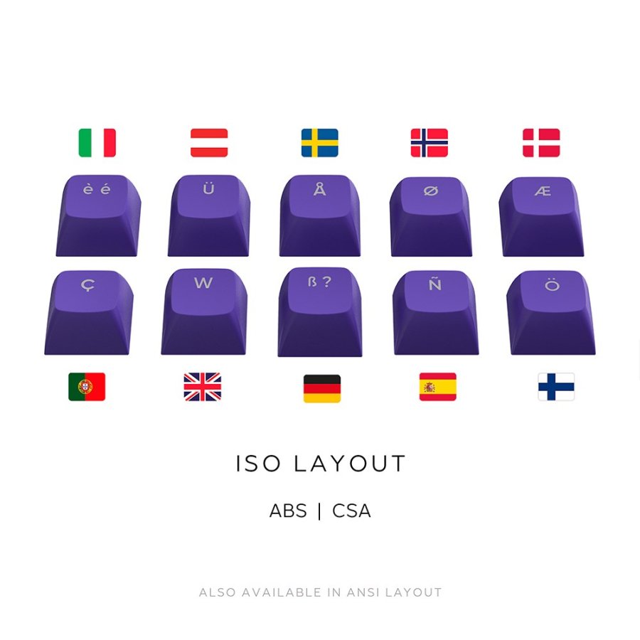 Dark Project ALU87B Celestial, G3MS Voidstone Switch, UK/DE/AT/ES/IT/FI/NO/SE/DK tastatur Spil USB QWERTZ Dansk, Engelsk, Tysk, Italiensk, Nordisk, Norsk, Spansk, Svensk, UK engelsk Lilla #18