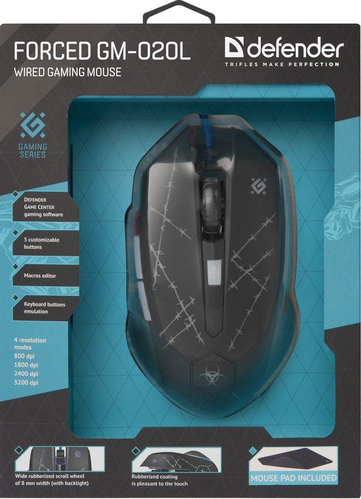Defender Forced GM-020L mus Spil Ambidextrous USB Type-A Optisk 3200 dpi #43