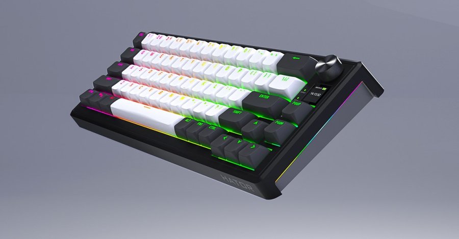 HATOR Skyfall Pro Wireless 65 tastatur Spil USB + RF Wireless + Bluetooth QWERTY US engelsk Sort, Gr� #18