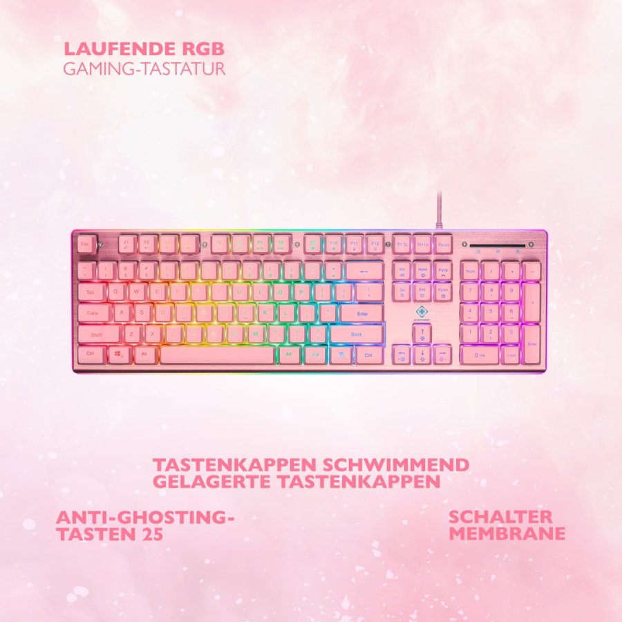 Deltaco Gaming PK75 RGB-tastatur, 105 taster, tysk layout, membrankontakt, USB #9