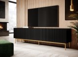 PAFOS RTV-skab p guldstlramme 200x40x60 cm mat sort #2