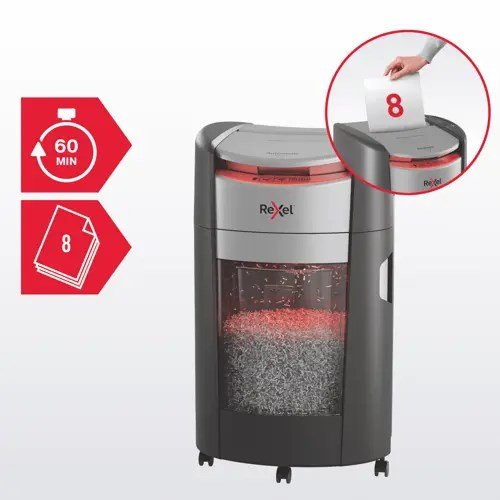 Rexel ShredMax AutoFeed+ 300M papirmakulator, P5, 300 ark, 25 l affaldsbeholder #9