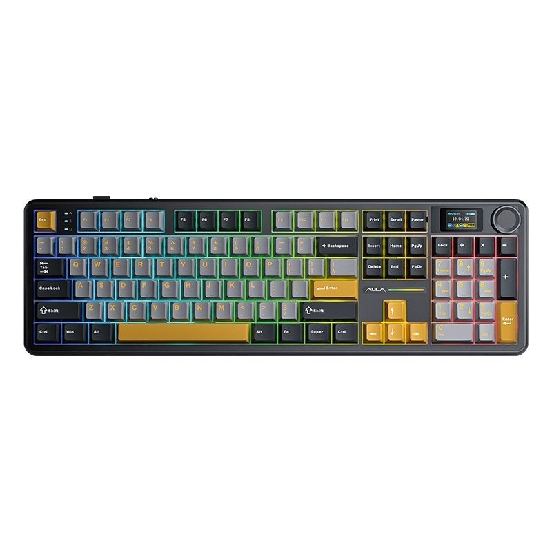 Tastatur med gasket-design F108 Pro Gr�+Orange+M�rkegr� Reaper-switch RGB AULA #1