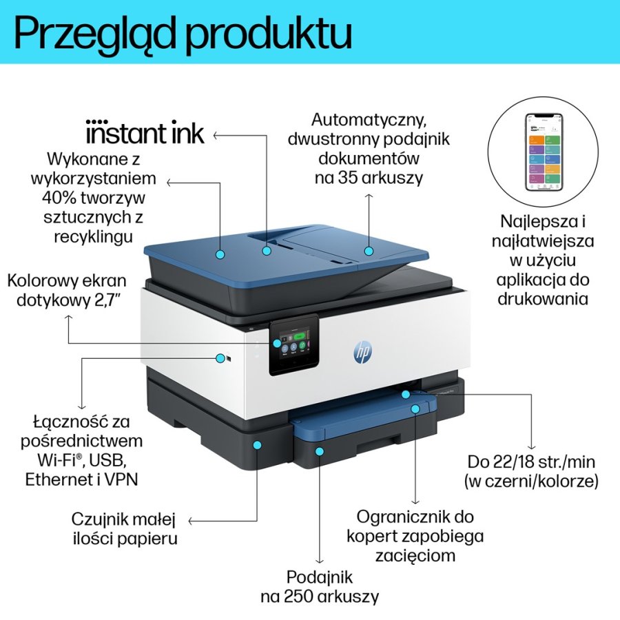 HP OfficeJet Pro 9125e Tr�dl�st All-in-One Farve Printer, Instant Ink; 2-sidet printning #16