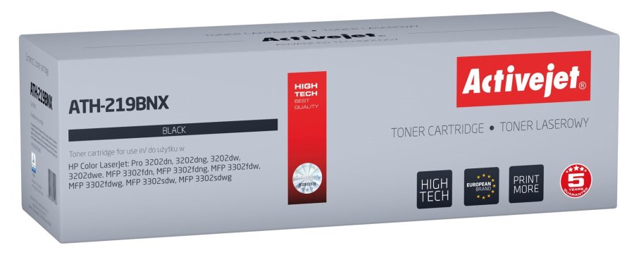 Activejet ATH-219BNX Toner til HP-printer, erstatning for HP 219X W2190X; Supreme; 3200 sider; sort, med chip #1