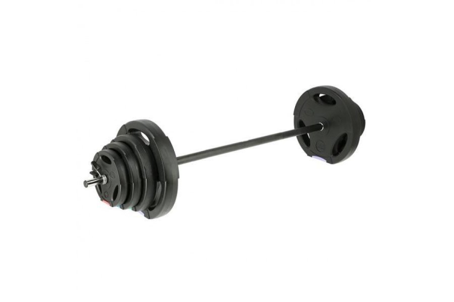 Lige vgtstang med udskiftelige vgte ONE FITNESS GSPO40 (17-57-027) Kompositskiver 42 kg Sort #9