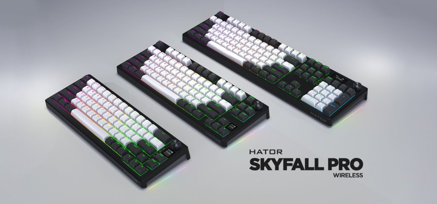 HATOR Skyfall Pro Wireless 80 tastatur Spil USB + RF Wireless + Bluetooth QWERTY US engelsk Sort, Gr� #7