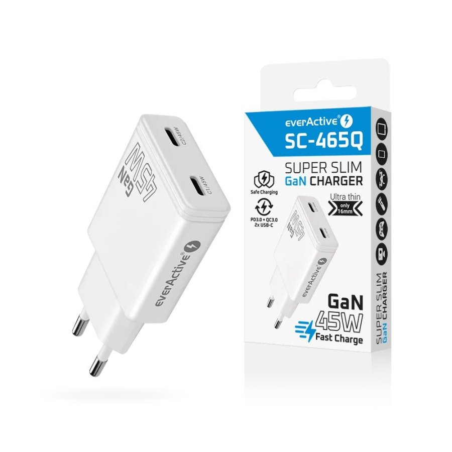 Charger GaN 2x USB-C Quick Charge 3.0 45W PD white #5