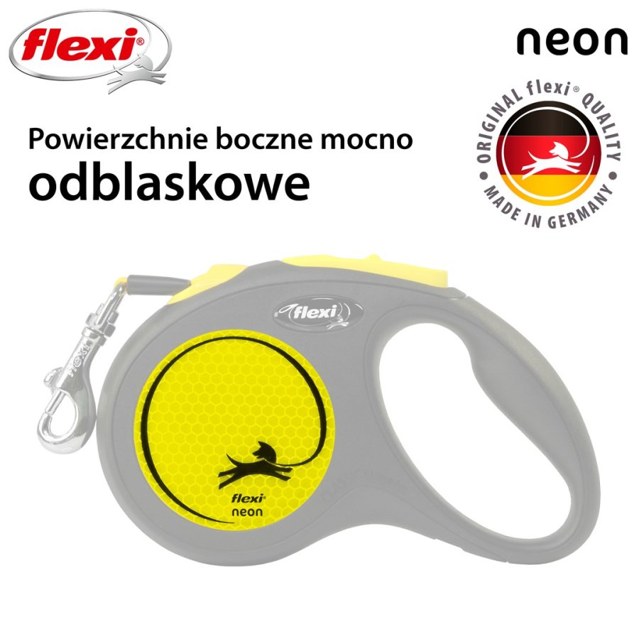 Flexi New NEON 5 m Sort, Gul Hund Fleksibel hundesnor #6
