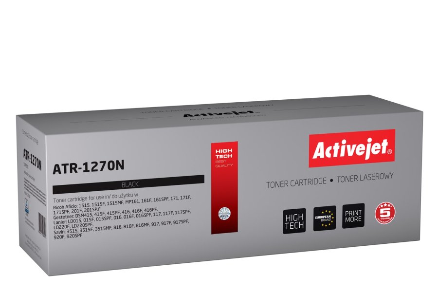 Activejet ATR-1270N Tonerpatron (erstatning Ricoh 1270D 888261; Supreme; 7000 sider; sort) #1