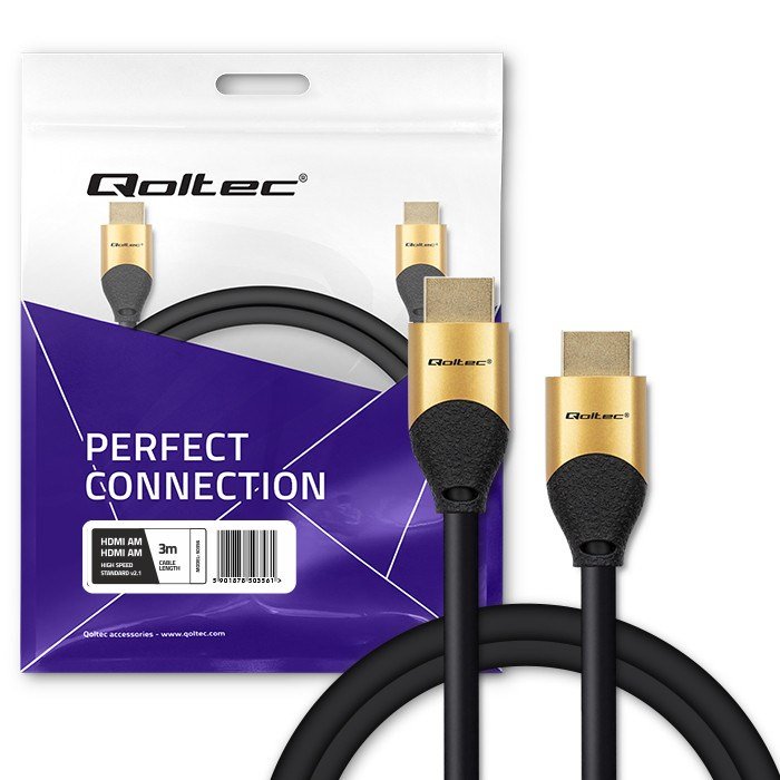 Qoltec 50356 HDMI v2.1 Kabel Ultra High Speed 8K | 60Hz | 28AWG | GOLD | 3m #10