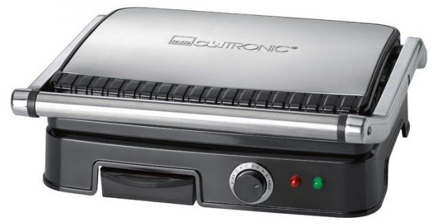 Clatronic KG 3487 elektrisk grill (2000W bordplade, sort og slv) #1
