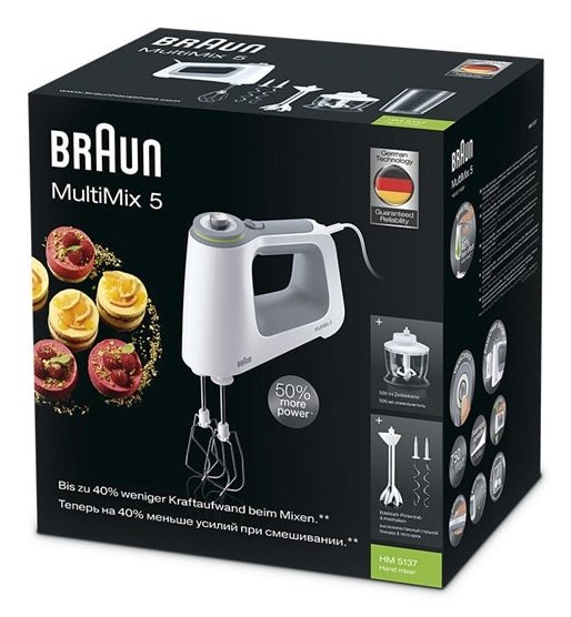 Braun MultiMix 5 HM 5137 Hndmixer 750 W Gr, Hvid #5