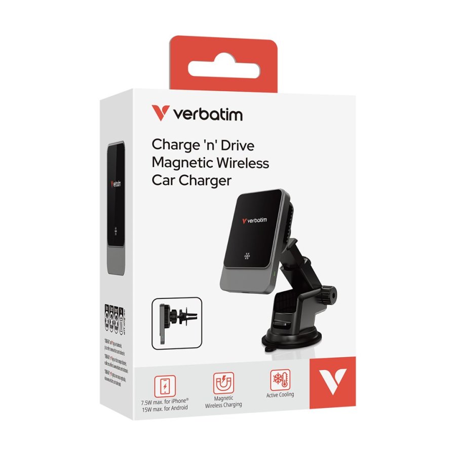 Verbatim Charge 'n' Drive Smartphone Sort USB Tr�dl�s opladning Hurtig opladning Automatisk #3