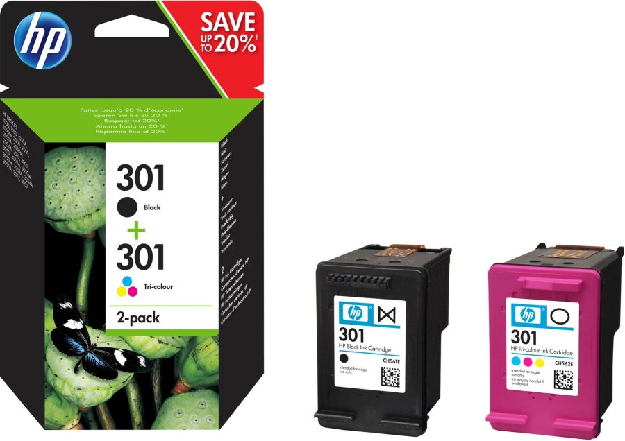 HP Originale 301-blkpatroner, sort/trefarvet, 2-pak #1