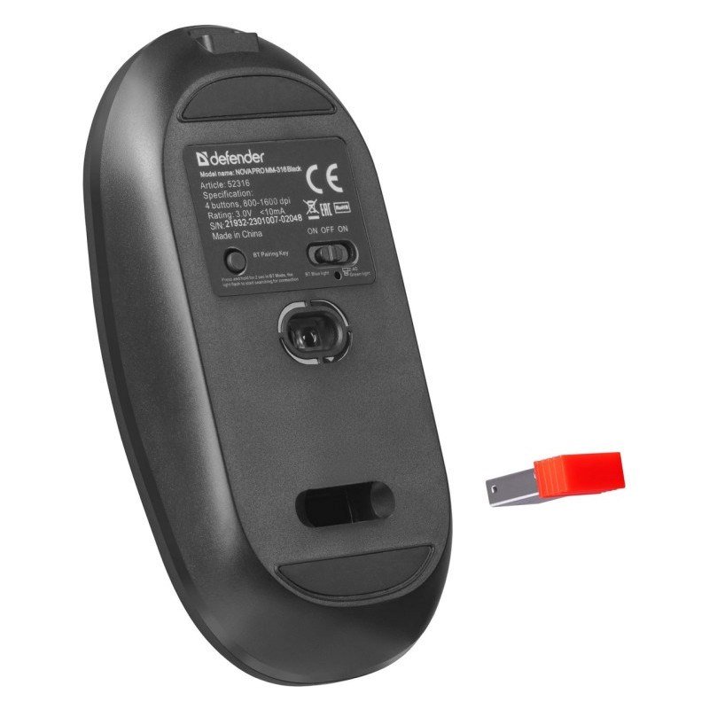 COMPUTER MOUSE NOVAPRO DEFENDER MM-316 RF+BT OPTIC 1600dpi SORT #5