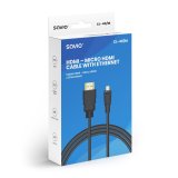 Savio CL-40/M HDMI (M) - micro HDMI (M) kabel med Ethernet, 2 m, sort #3