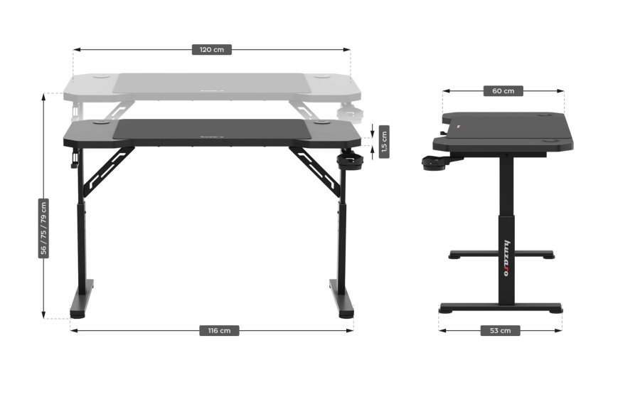 Huzaro Hero 2.6 gaming-skrivebord Sort #2