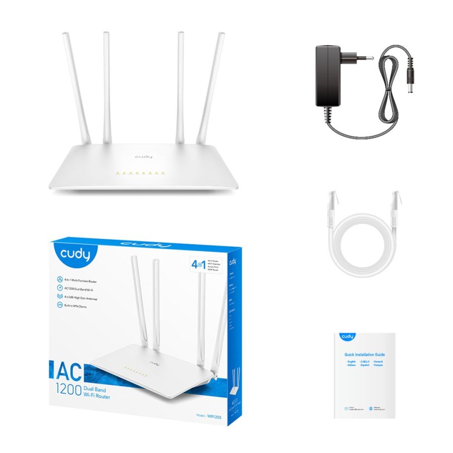 Cudy WR1200 trdls router Hurtigt ethernet Dual-band (2,4 GHz / 5 GHz) Hvid #5