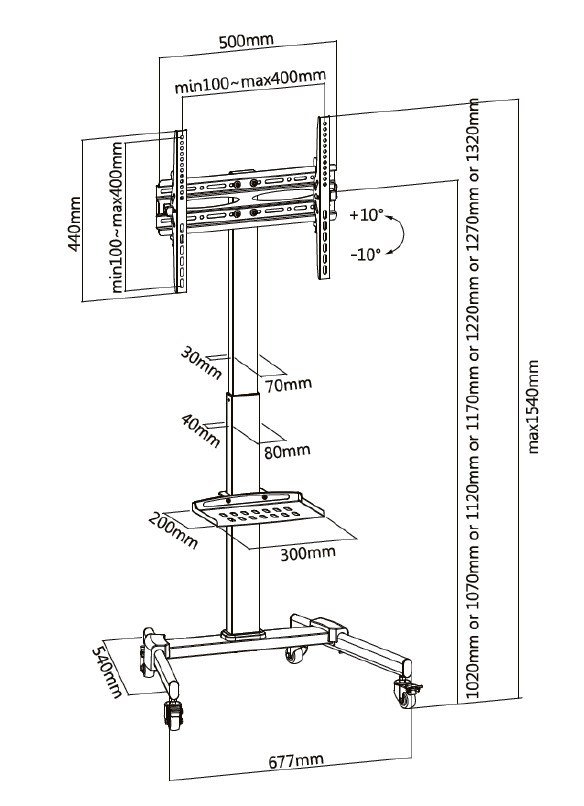 Equip 650607 multimedie vogn & stand Sort Fladt panel Multimedie kurv #10