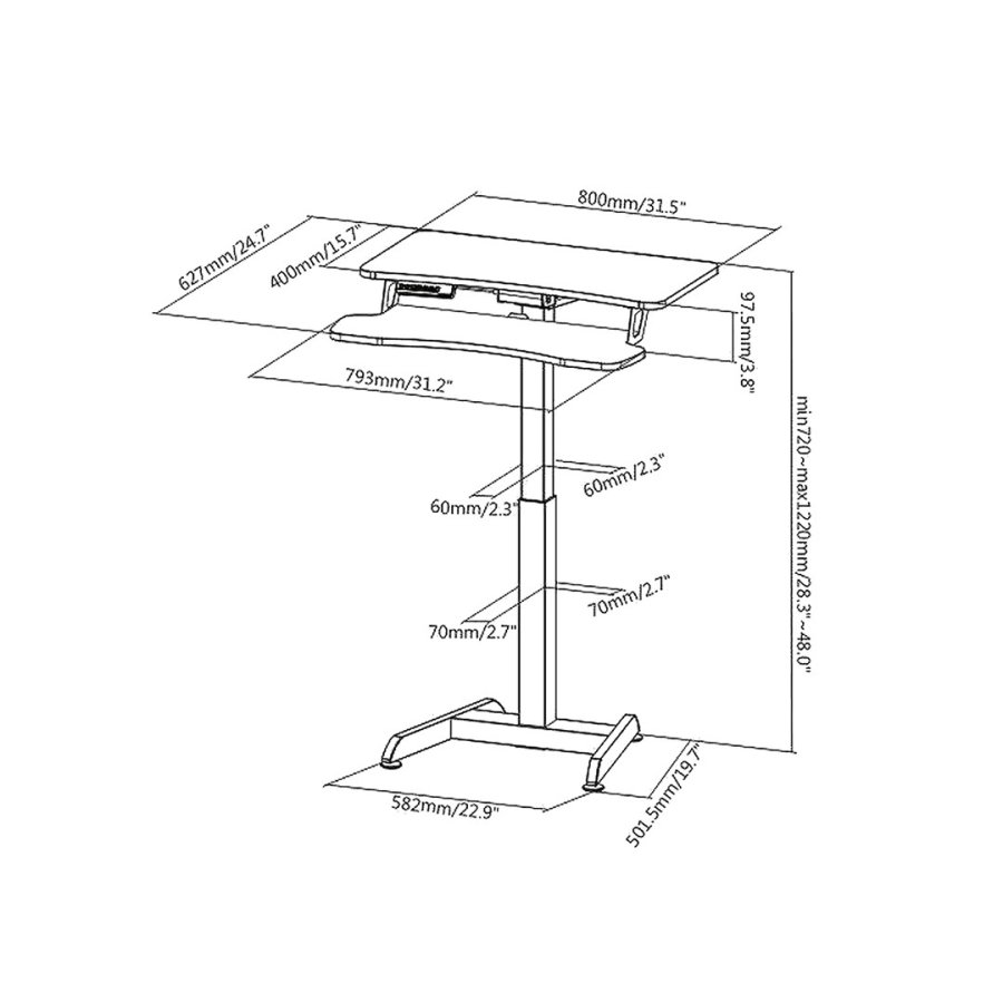 Elektrisk skrivebord, bord, hjdejusterbar arbejdsstation, Maclean MC-835 max hjde 122cm max 37 kg - til stende og siddende arbejde #6