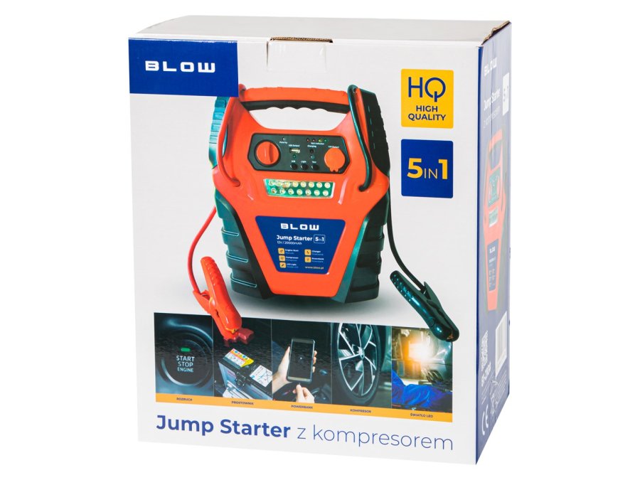 Jumpstarter kompressor ensretter 5in1