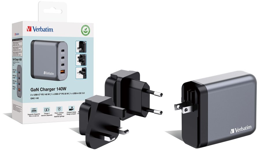 Verbatim GNC-140 GaN Charg. 140W 3xUSB-C PD, 1xUSB-A QC 3.0 32203 #5