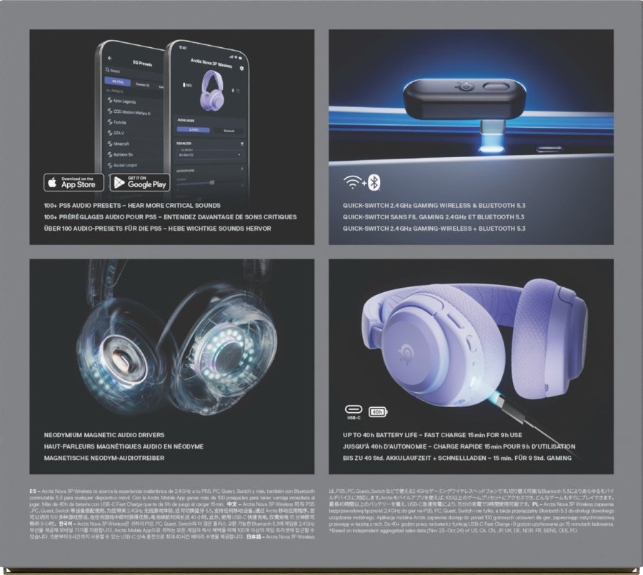 Steelseries Arctis Nova 3P Headset Trdls Musik/hverdag Bluetooth Lavendel #11