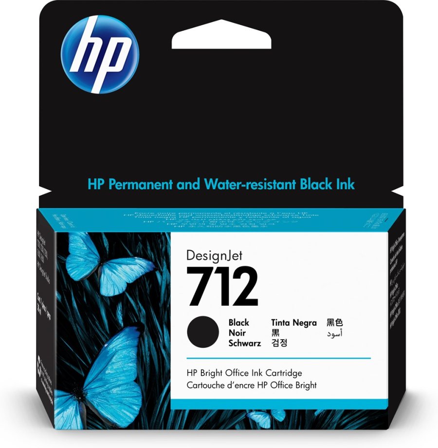 HP 712 DesignJet-blkpatron, sort, 38 ml #1