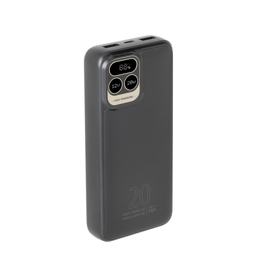 Powerbank RIVACASE 20000 mAh USB-C 20W + LCD sort (1x I/O USB-C PD 18W / PD 20W, 2x USB-A QC 3.0 18W, LCD, sort) #3