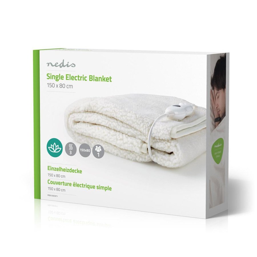 Nedis PEBL120CWT1 varmelagen og -pude Elektrisk tppe 60 W Hvid Polyester, Syntetisk uld #8