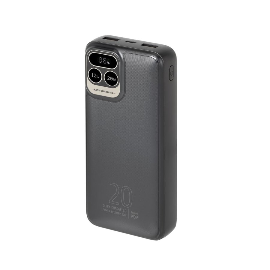Powerbank RIVACASE 20000 mAh USB-C 20W + LCD sort (1x I/O USB-C PD 18W / PD 20W, 2x USB-A QC 3.0 18W, LCD, sort) #2