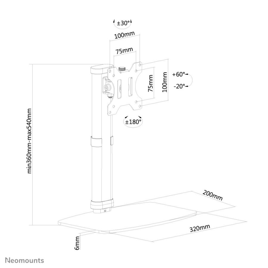 Neomounts FPMA-D890BLACK skrmbeslag og -stativer 76,2 cm (30