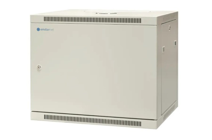 EMITERNET Single hanging cabinet 19'' 9U, full sheet metal door, 600�450�500mm width/depth/height. EM/AP6409-B #1