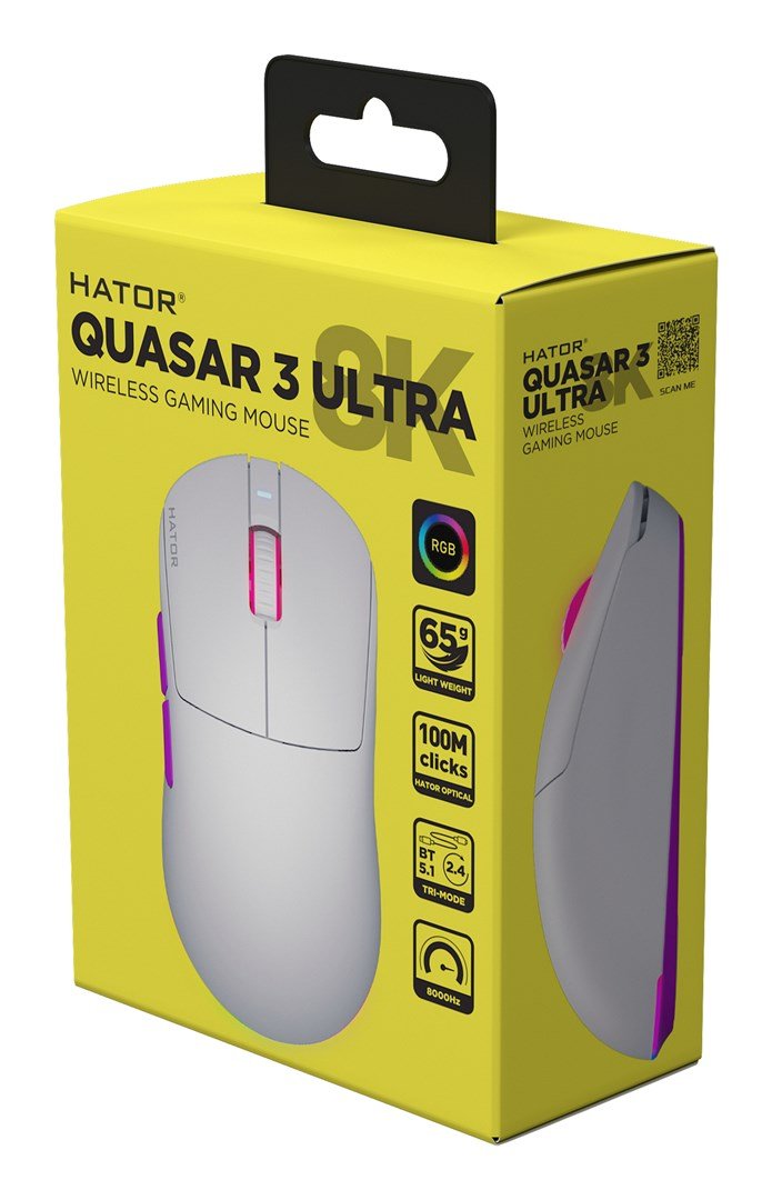 HATOR Quasar 3 Ultra 8K Wireless mus Spil Ambidextrous RF Wireless + Bluetooth + USB Type-A Optisk 30000 dpi #8
