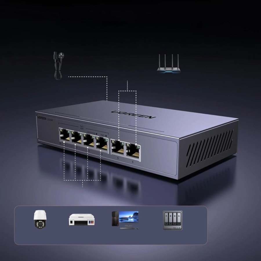 Ugreen ethernet-switch 6 porte 1 Gb/s med PoE - gr� #8