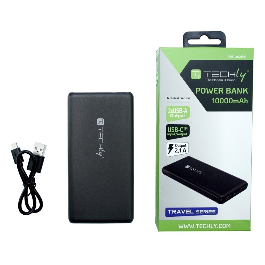 Techly I-CHARGE-10000 powerbank Lithium polymer (LiPo) 10000 mAh Sort #15