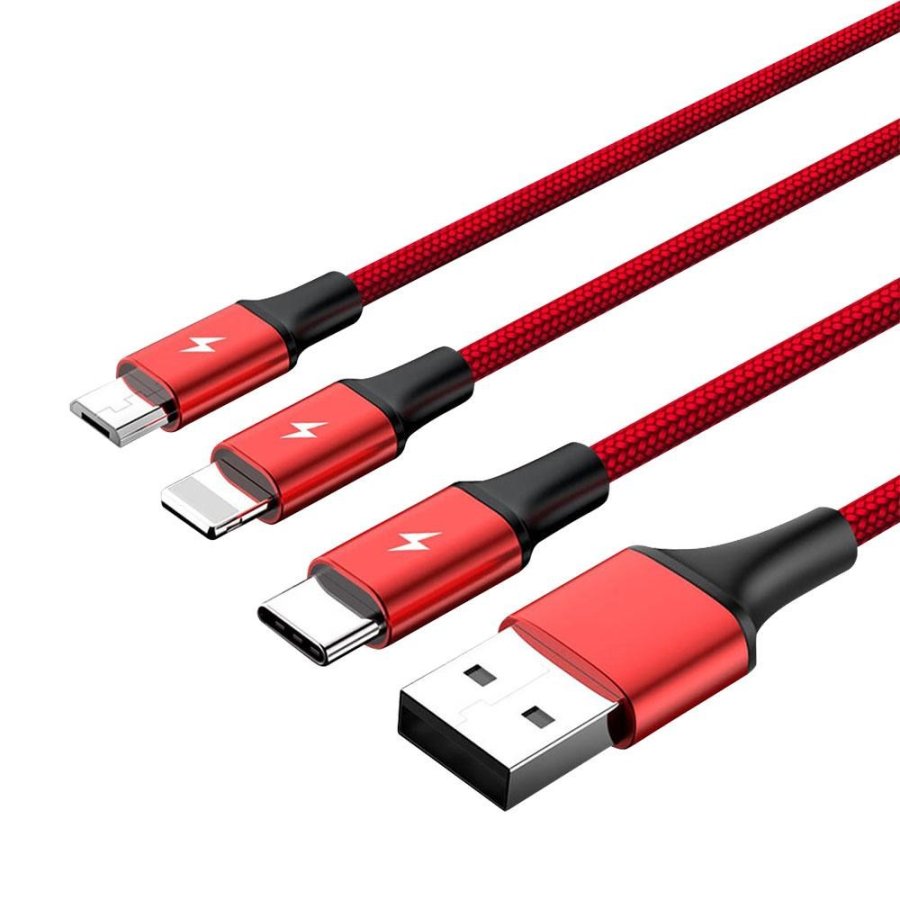 UNITEK C4049RD USB-kabel 1,2 m USB A USB C/Micro-USB B/Lightning Red #1