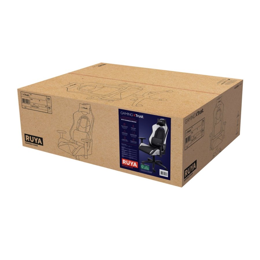 Trust GXT 714 RUYA Universal gamingstol Sort, Hvid #6
