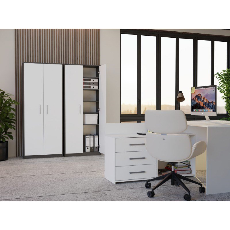 OLIV 2D ANTRACIT/HVID LUKKET REOL KOMPLET #6